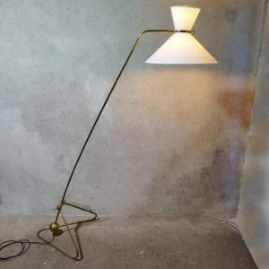 Lampadaire Robert Mathieu En Laiton, Circa 1952