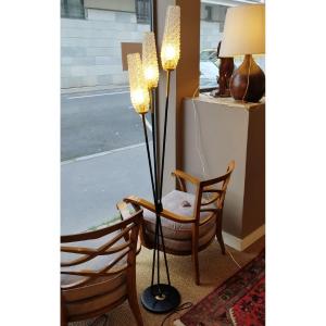 3 Branch Brass And Metal Floor Lamp In Perfect Condition