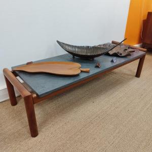 American Walnut And Faux Concrete Coffee Table By Adrian Pearsall