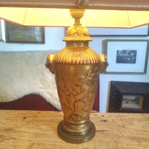 Lampe en porcelaine et bronze, autour de 1900