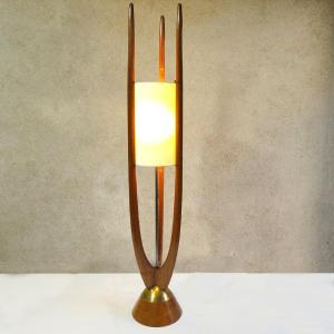 Sculptural Walnut Lamp By Modeline, Usa, 1960