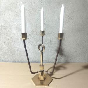 Three-branch Bronze Candlestick, 20th Century