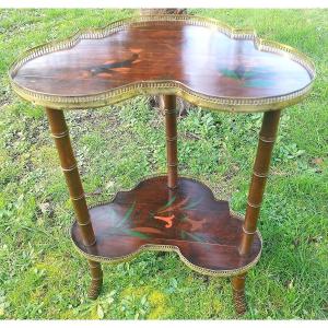 Petite table faux bambou 2 plateaux, fin 19ème