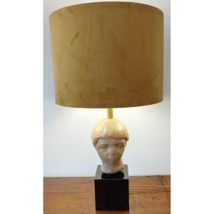 Grande lampe  tête d'enfant romain, années 70