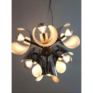 Lustre Space Age en chrome à 6 lumières