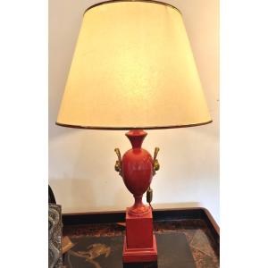 Lampe de table de style Empire en tôle laquée et bronze
