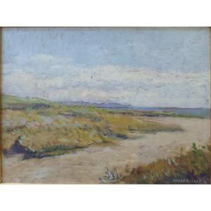 Bord de mer, huile sur carton d'André Ballet
