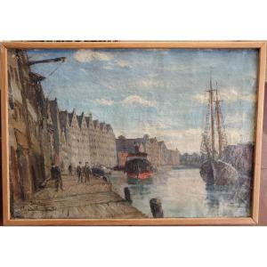 The Port Of Gdańsk, Oil Painting By Claude-rené Martin