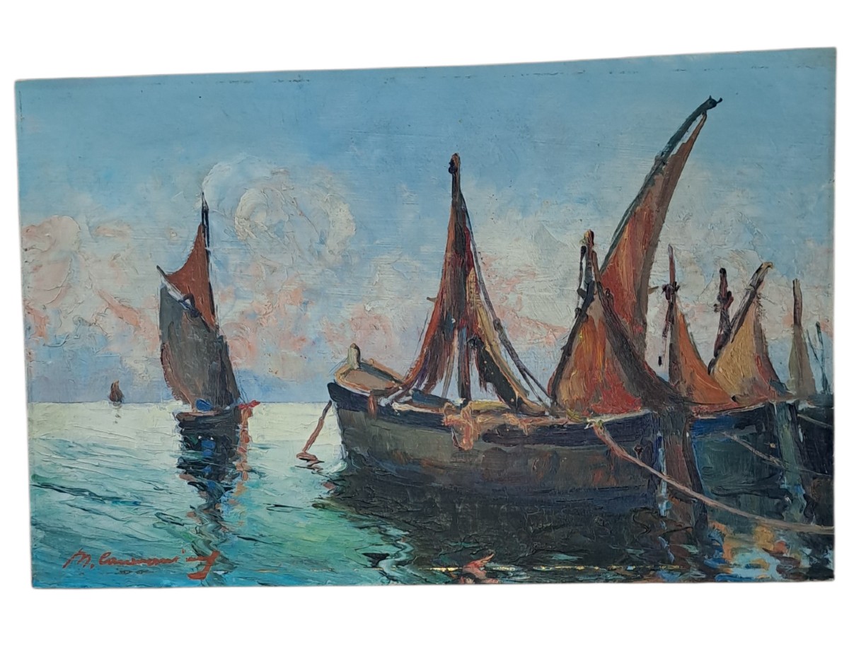 paire de tableaux marine signés signature illisible-photo-2