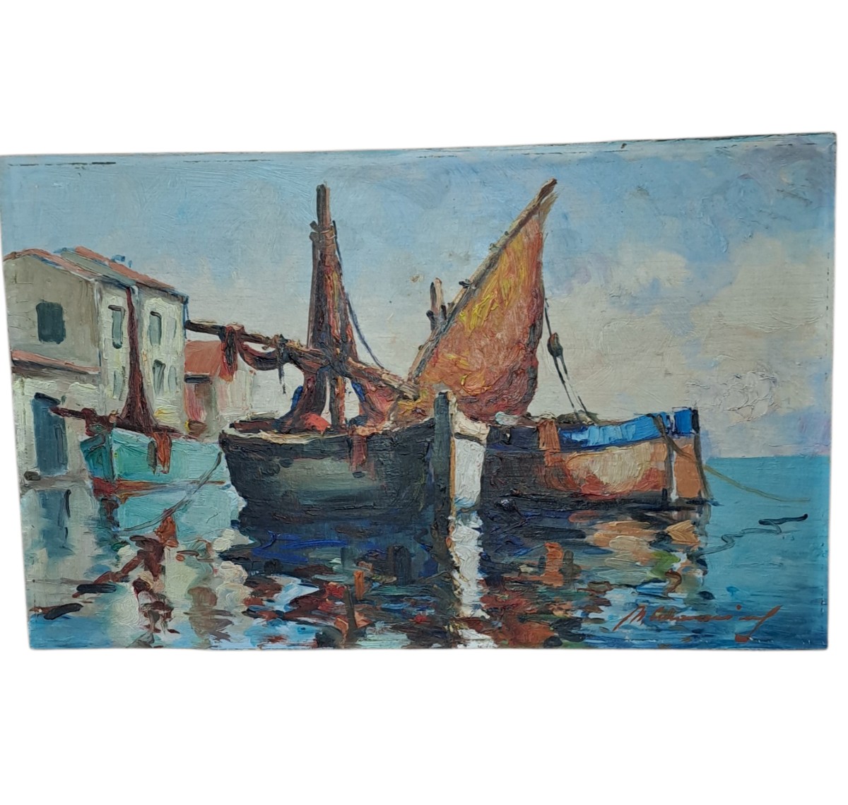 paire de tableaux marine signés signature illisible-photo-3