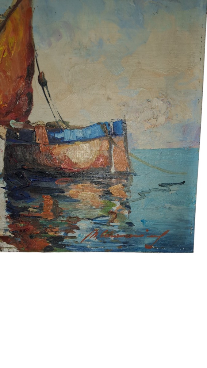 paire de tableaux marine signés signature illisible-photo-4