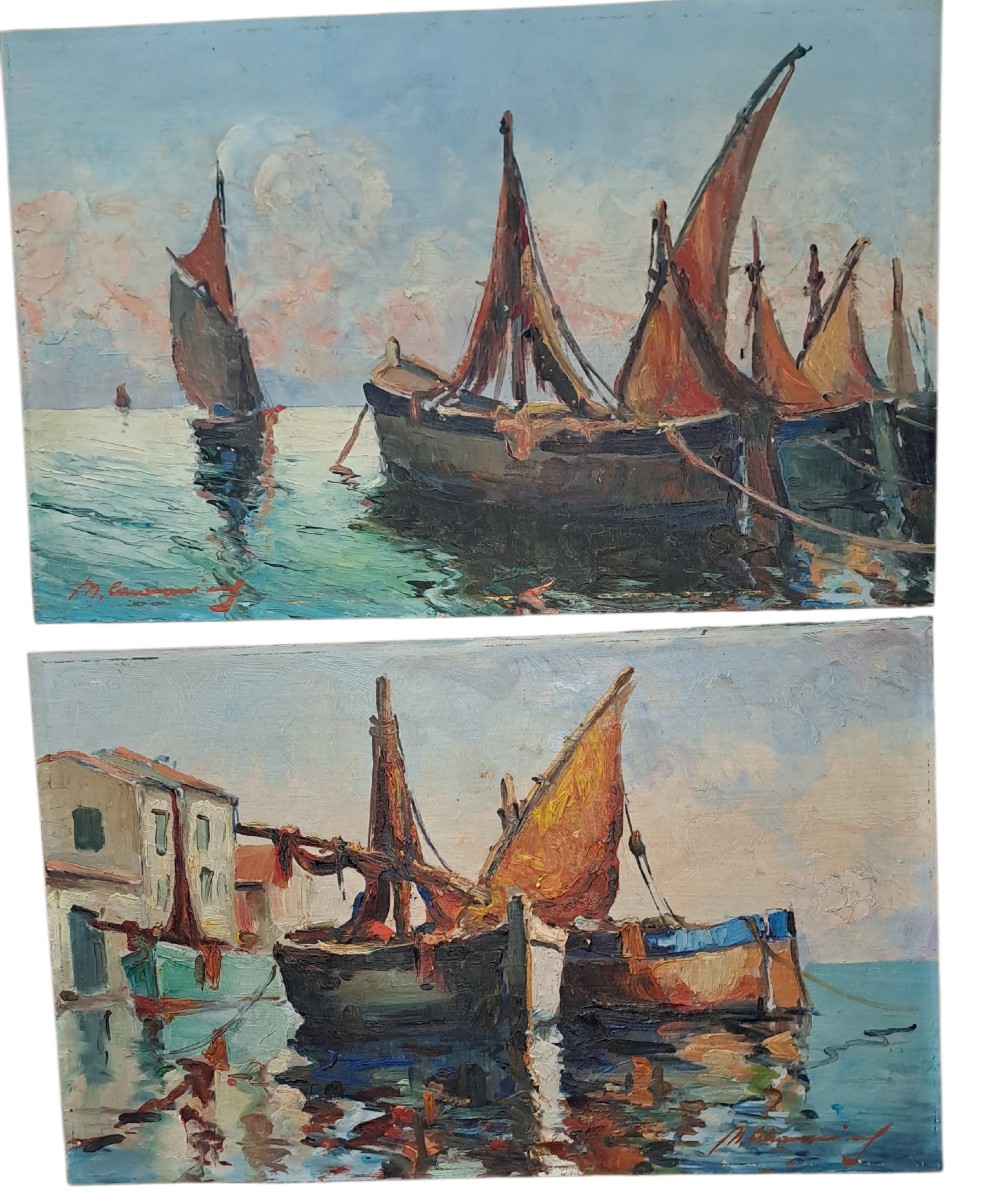 paire de tableaux marine signés signature illisible