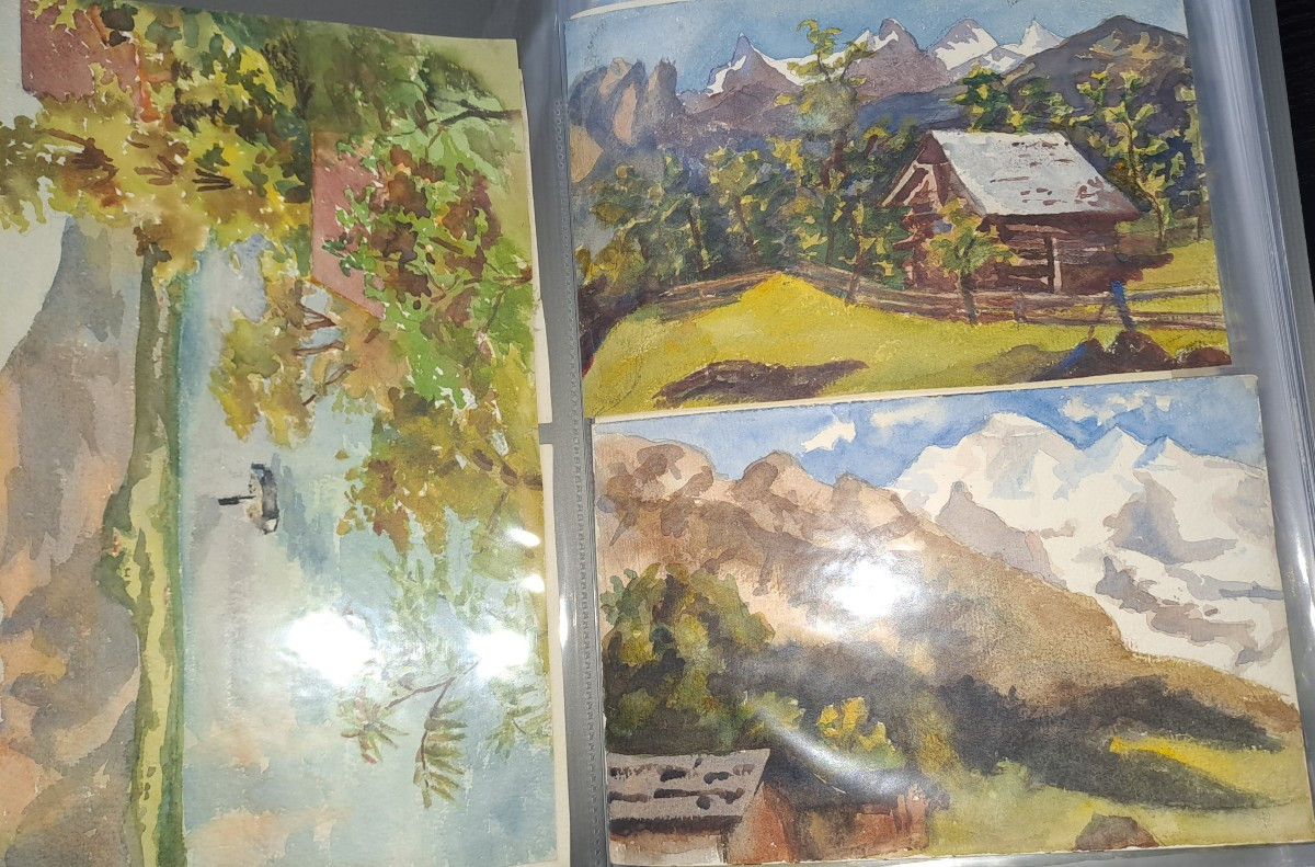 lot de 142 aquarelles paysage de montagne suisse-photo-3