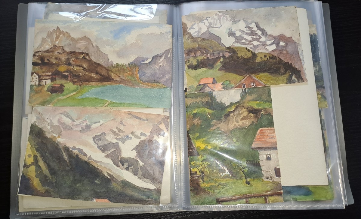 lot de 142 aquarelles paysage de montagne suisse-photo-4