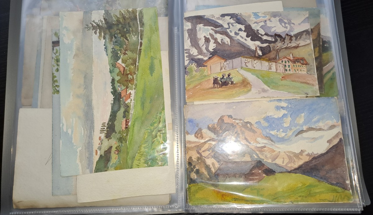 lot de 142 aquarelles paysage de montagne suisse-photo-1