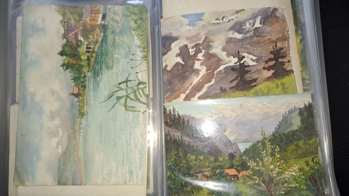lot de 142 aquarelles paysage de montagne suisse-photo-2