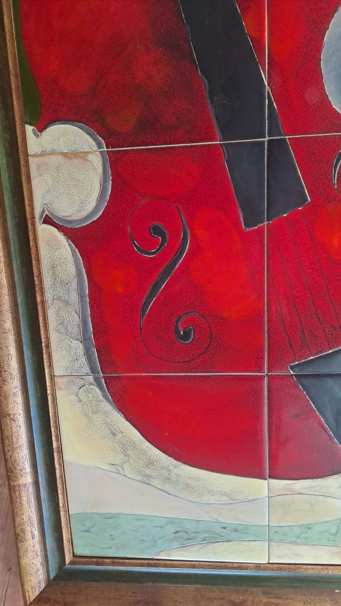 Ceramic Painting Signed Gilbert Valentin-photo-2