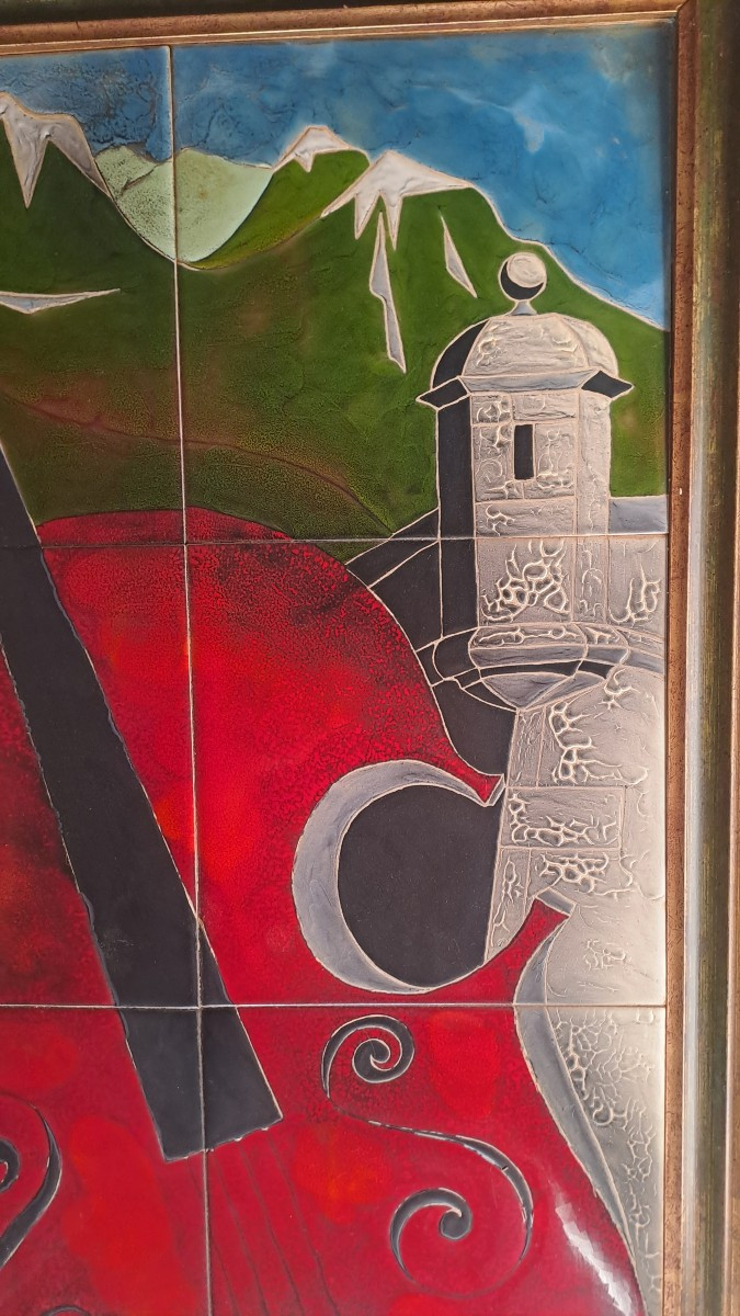 Ceramic Painting Signed Gilbert Valentin-photo-3