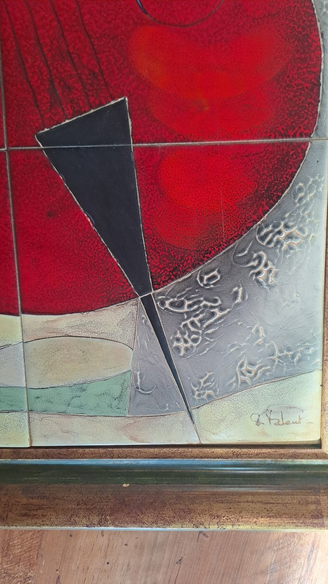 Ceramic Painting Signed Gilbert Valentin-photo-1