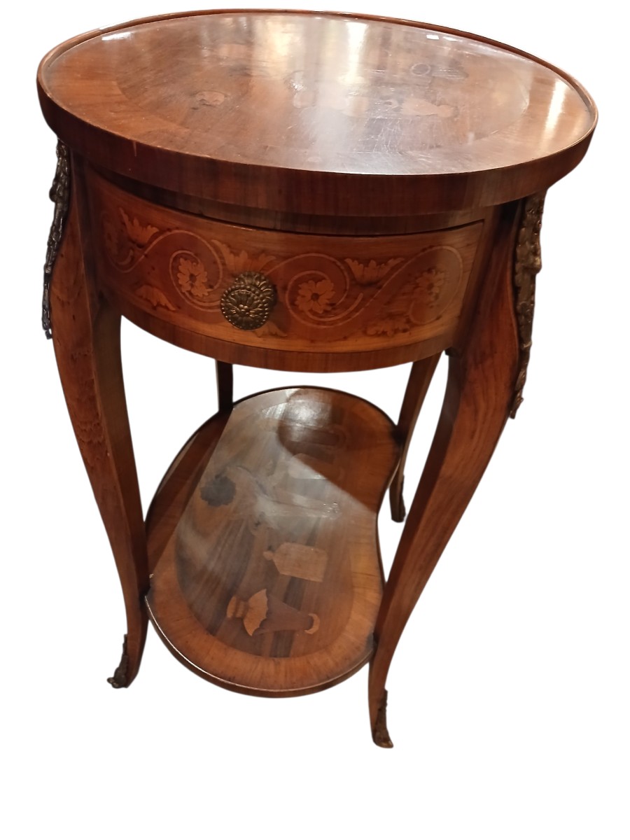 Guéridon (travailleuse)  style Louis XV estampillée-photo-3