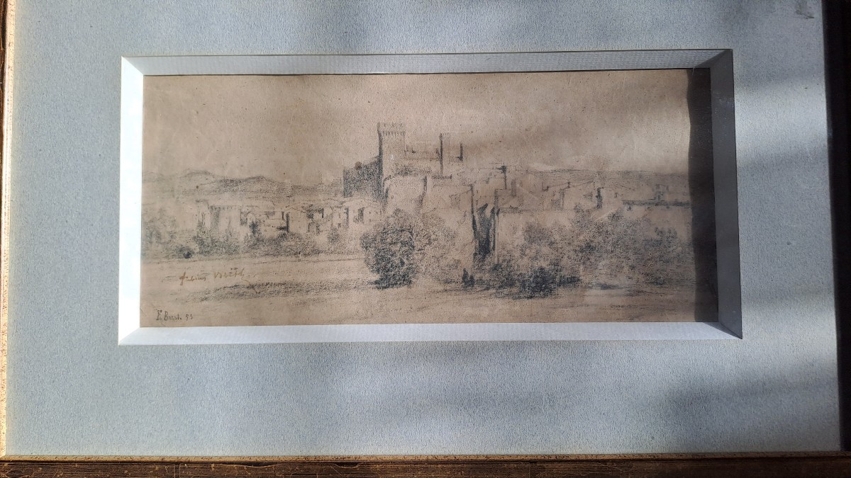 Orientalist Pencil Drawing By The Artist Fabius Brest