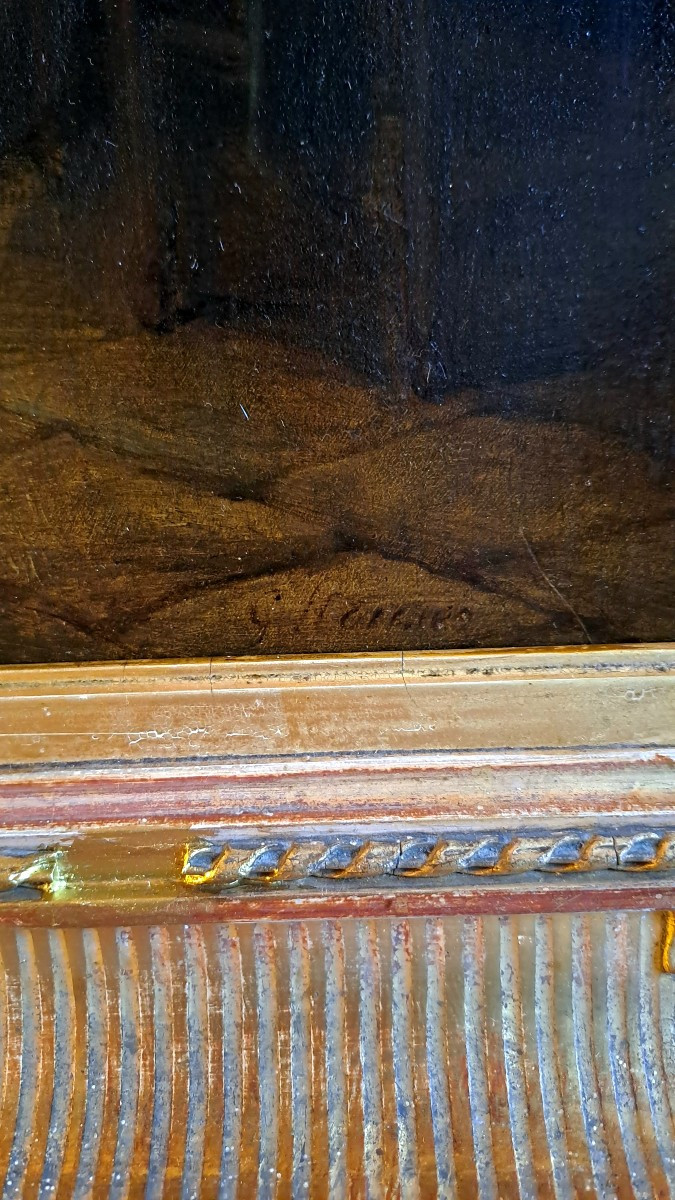 Dutch Chiaroscuro Painting, Oil On Canvas, 19th Century -photo-4