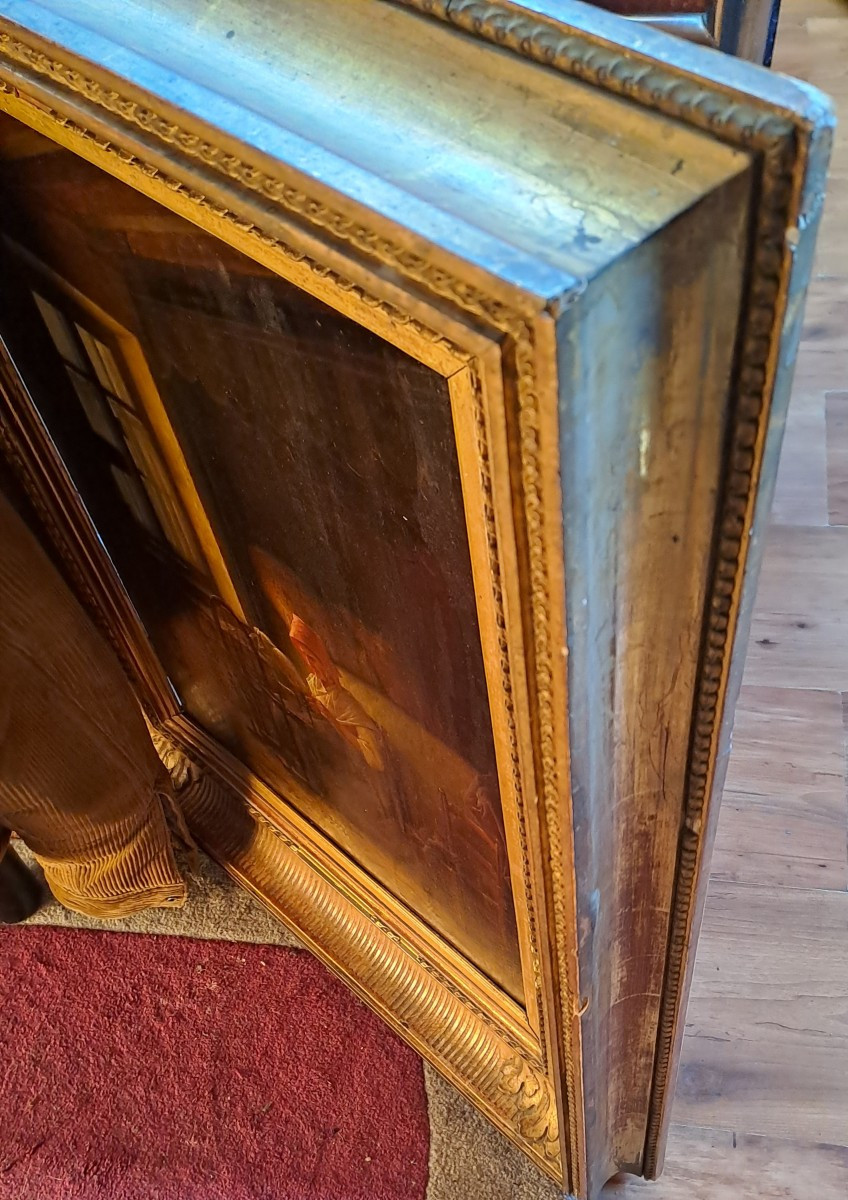 Dutch Chiaroscuro Painting, Oil On Canvas, 19th Century -photo-1