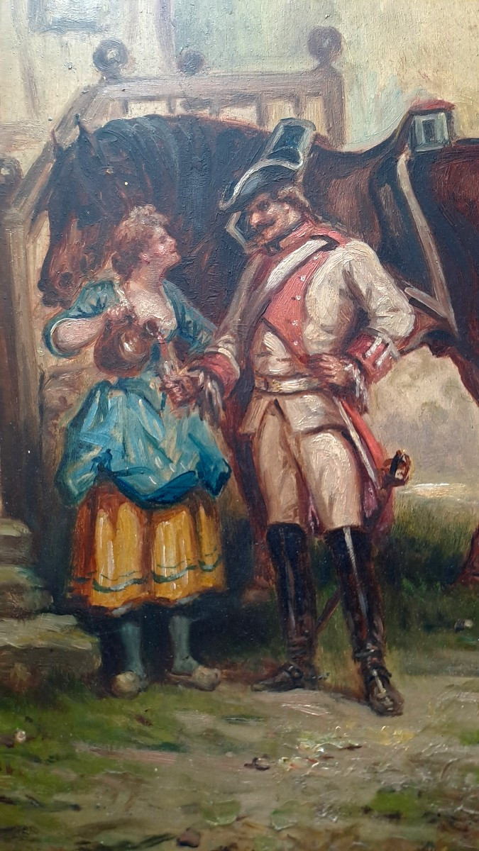 Tableau huile sur bois Emile Bujon XIXème .-photo-4