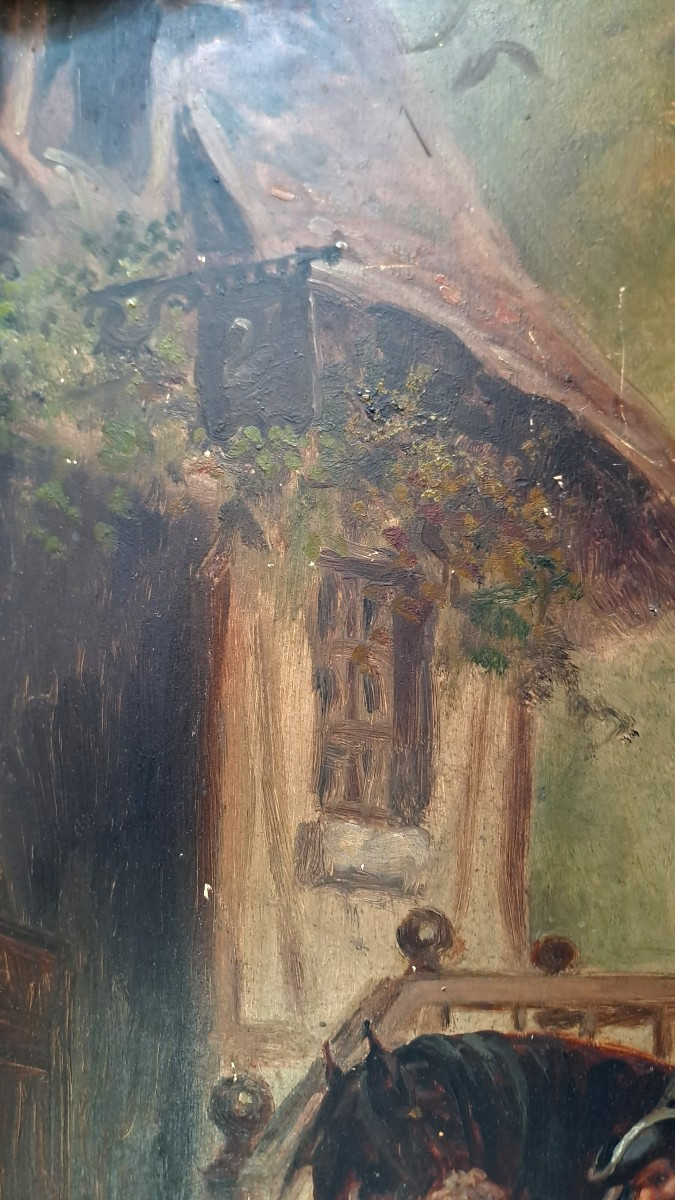 Tableau huile sur bois Emile Bujon XIXème .-photo-1