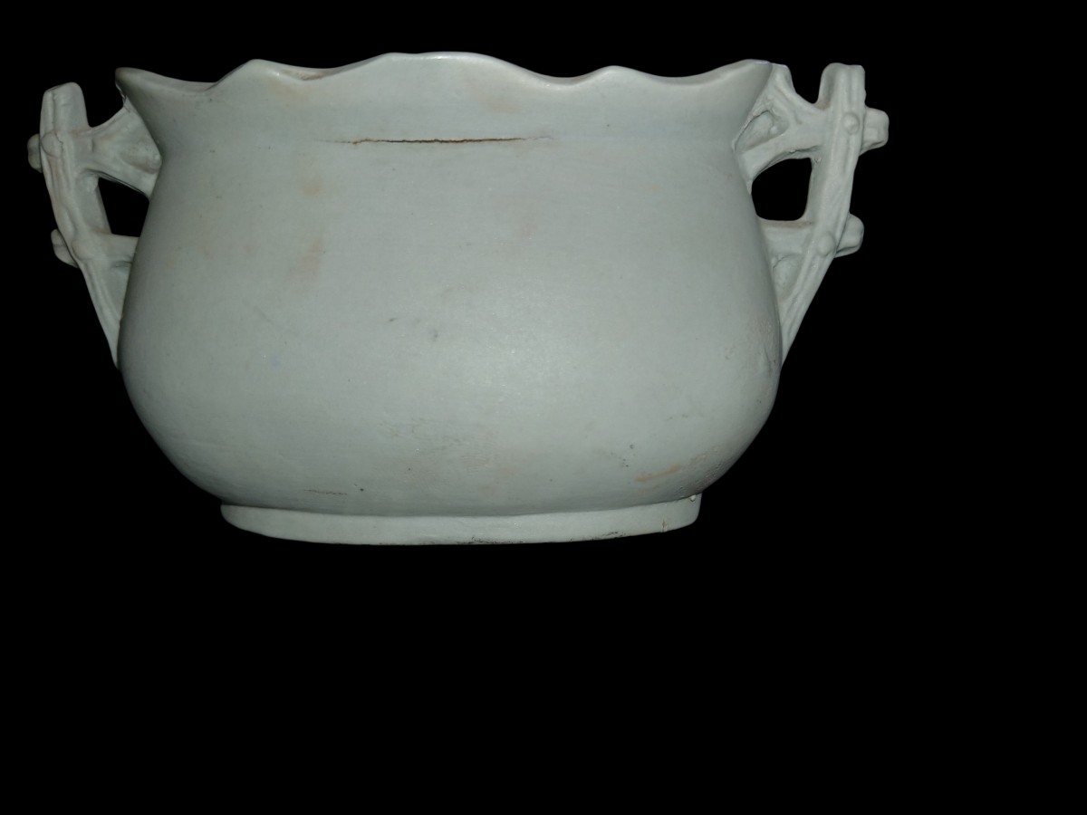 jardinière et petit vase  en biscuit XXème-photo-3