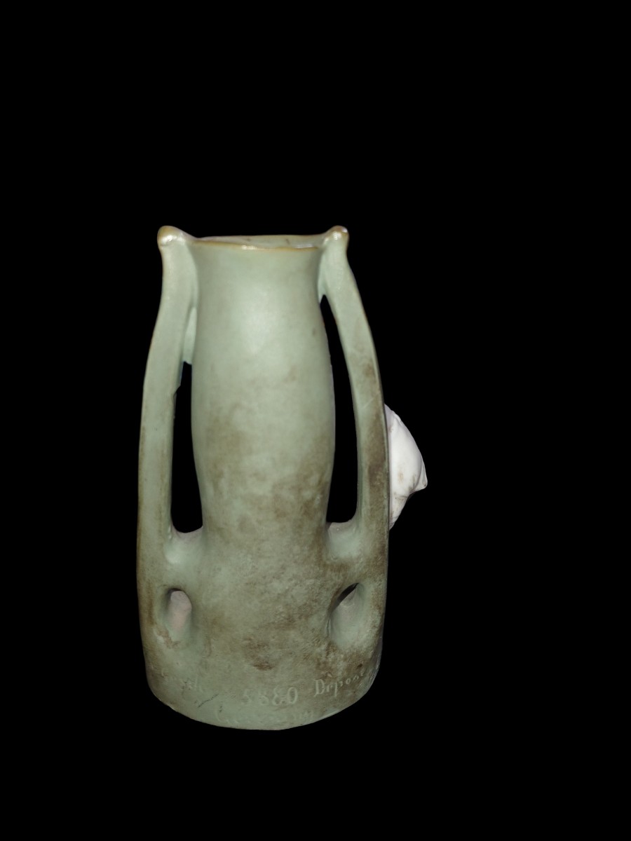 jardinière et petit vase  en biscuit XXème-photo-4