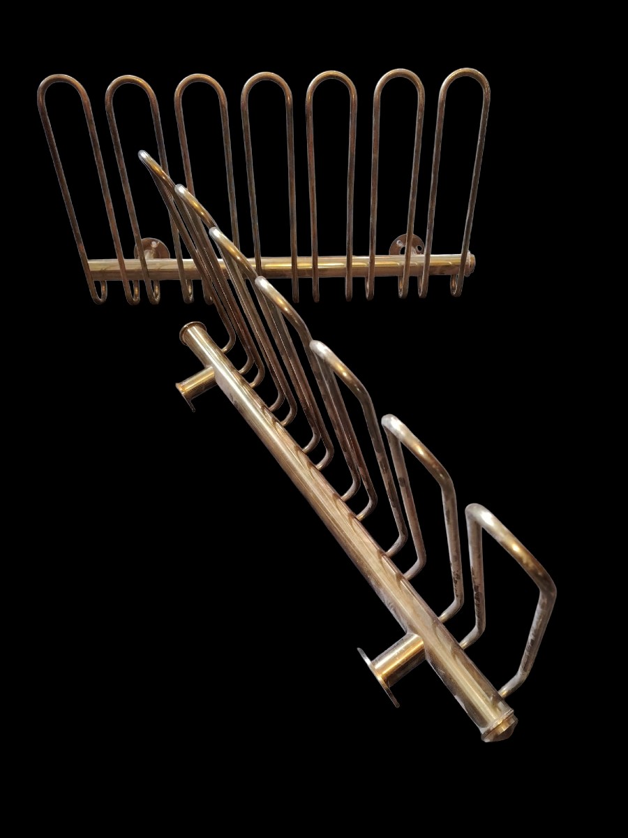  Ensemble de trois  porte verre de bar ancien en laiton -photo-4