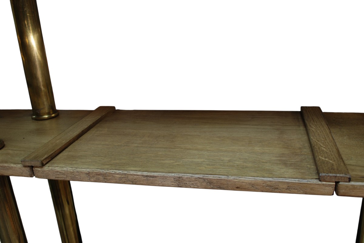 Solid Oak And Brass Bookcase. Two Drawers And One Freestanding Shelf.-photo-1
