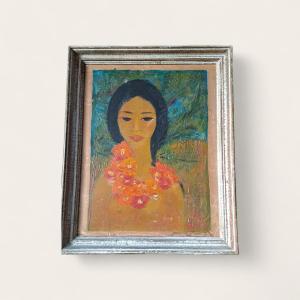 Tableau de style asiatique de Mara Tran Long XXème .