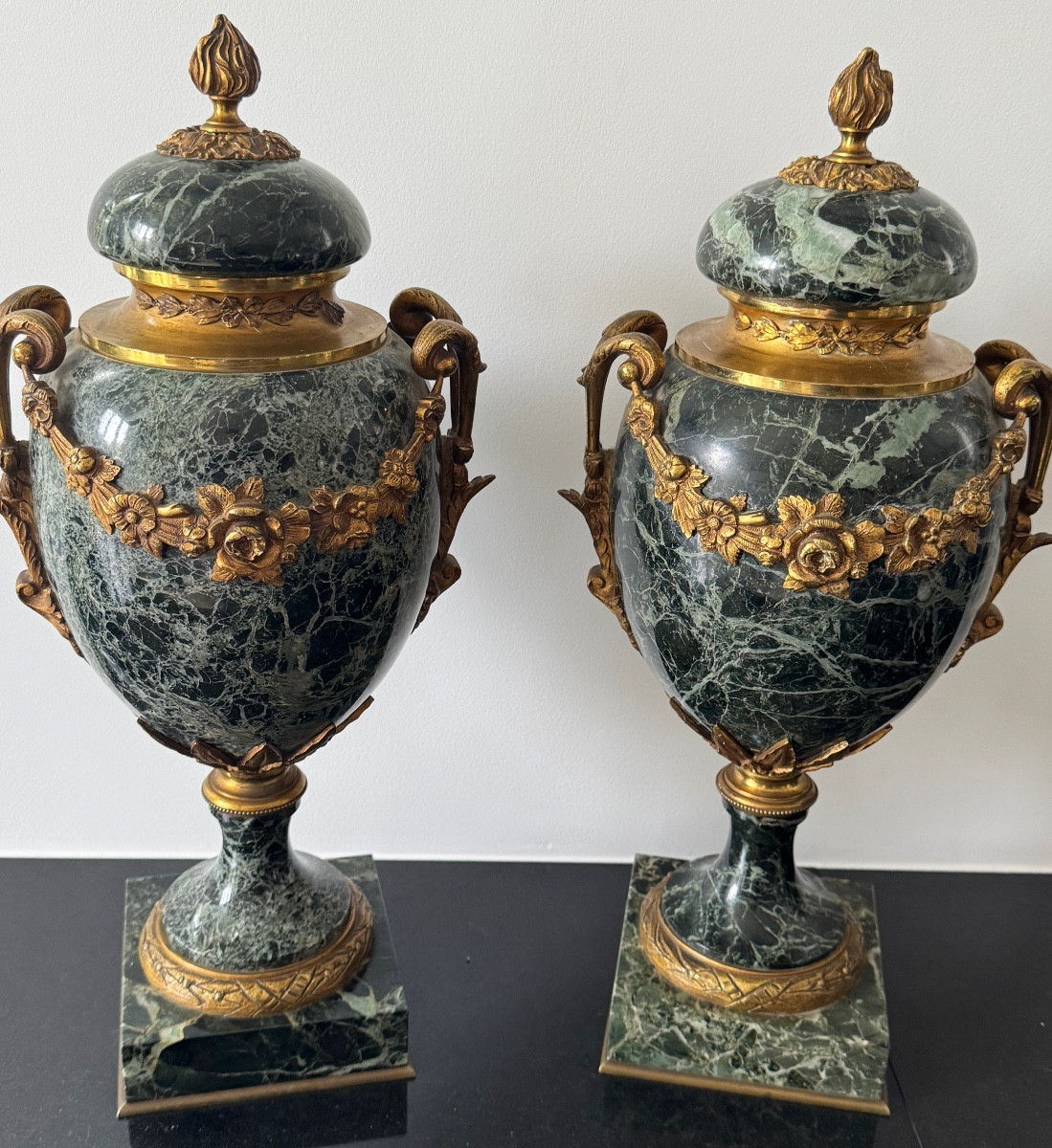 Pair Of Napoleon III Cassolettes, Bronze And Marble, Urn, Potpourri