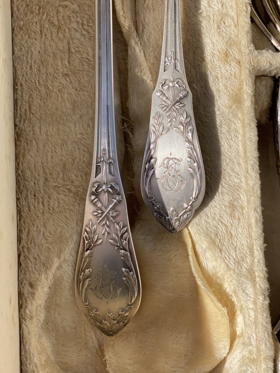 Complete Louis XVI Style Metal Cutlery Set-photo-4