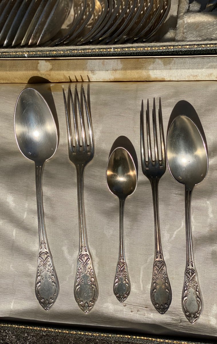 Complete Louis XVI Style Metal Cutlery Set-photo-1