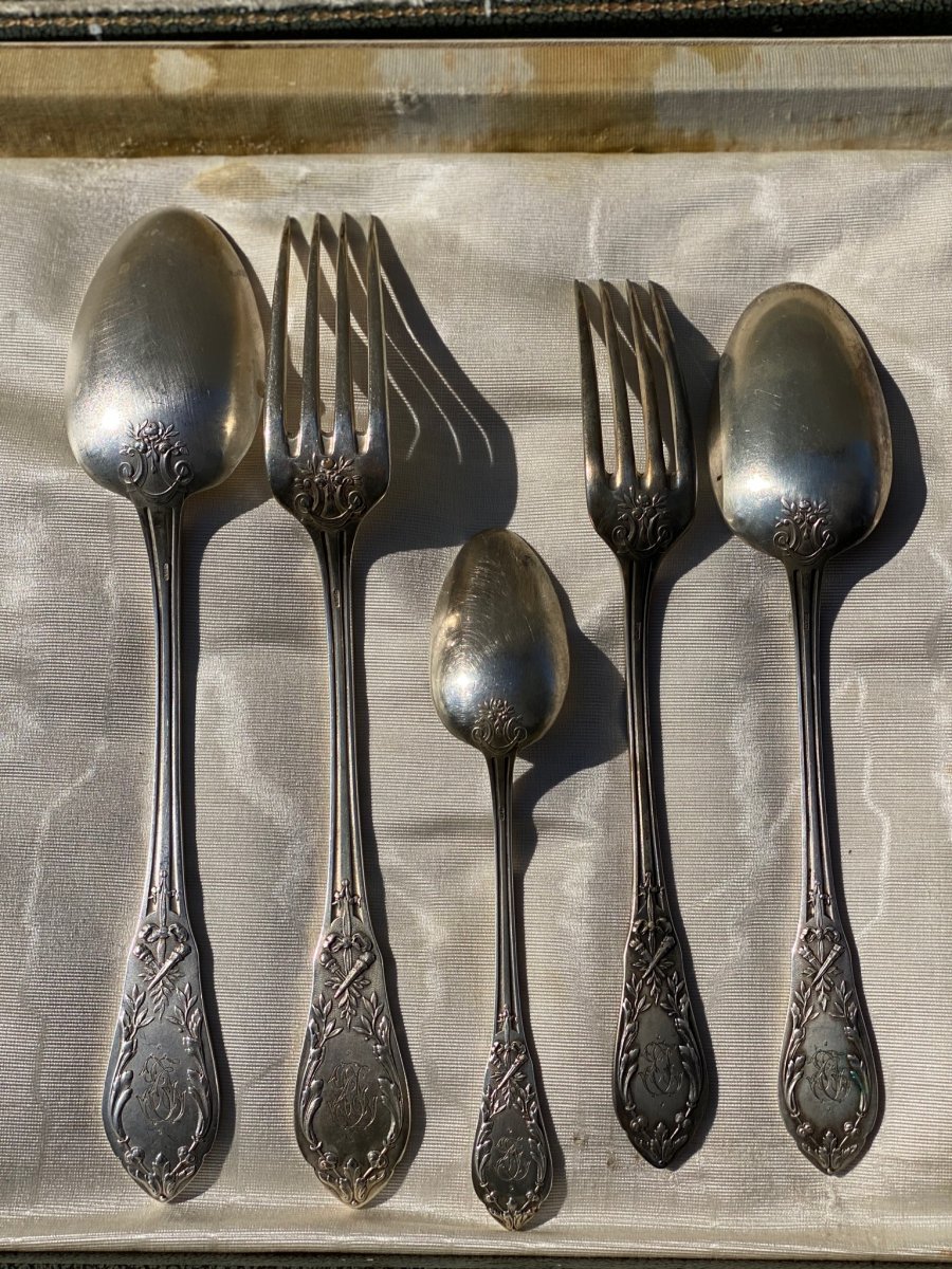 Complete Louis XVI Style Metal Cutlery Set-photo-2