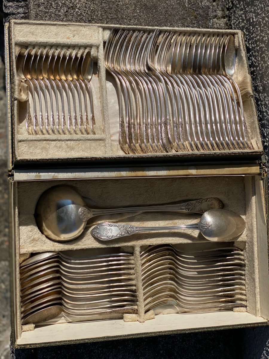 Complete Louis XVI Style Metal Cutlery Set