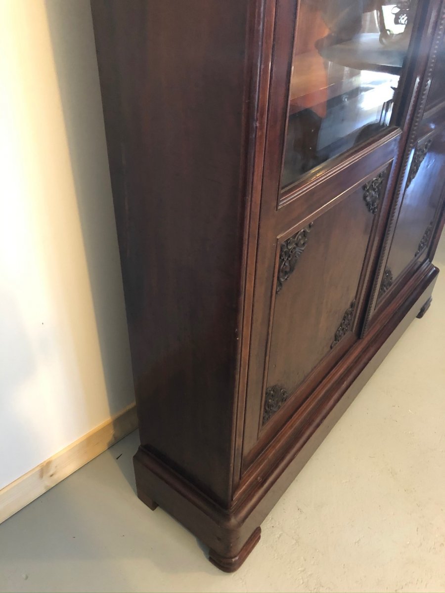 Fine Bibliothèque Louis Philippe Placage Acajou-photo-6