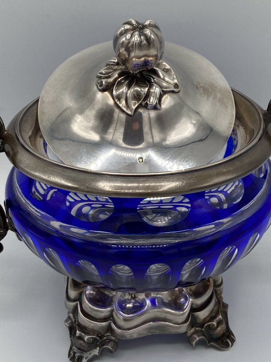 Sucrier Argent Minerve Et Cristal Napoléon III -photo-1