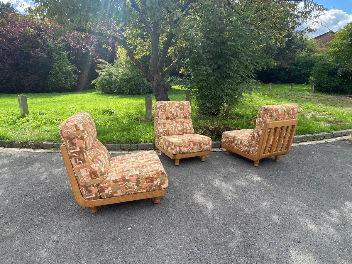 Guillerme And Chambron, Sofa Composed Of Three Independent Armchairs Circa 1970