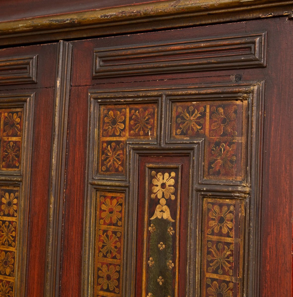 Pair Of XIXth Cabinets , Painted And Gilded Wood.-photo-3