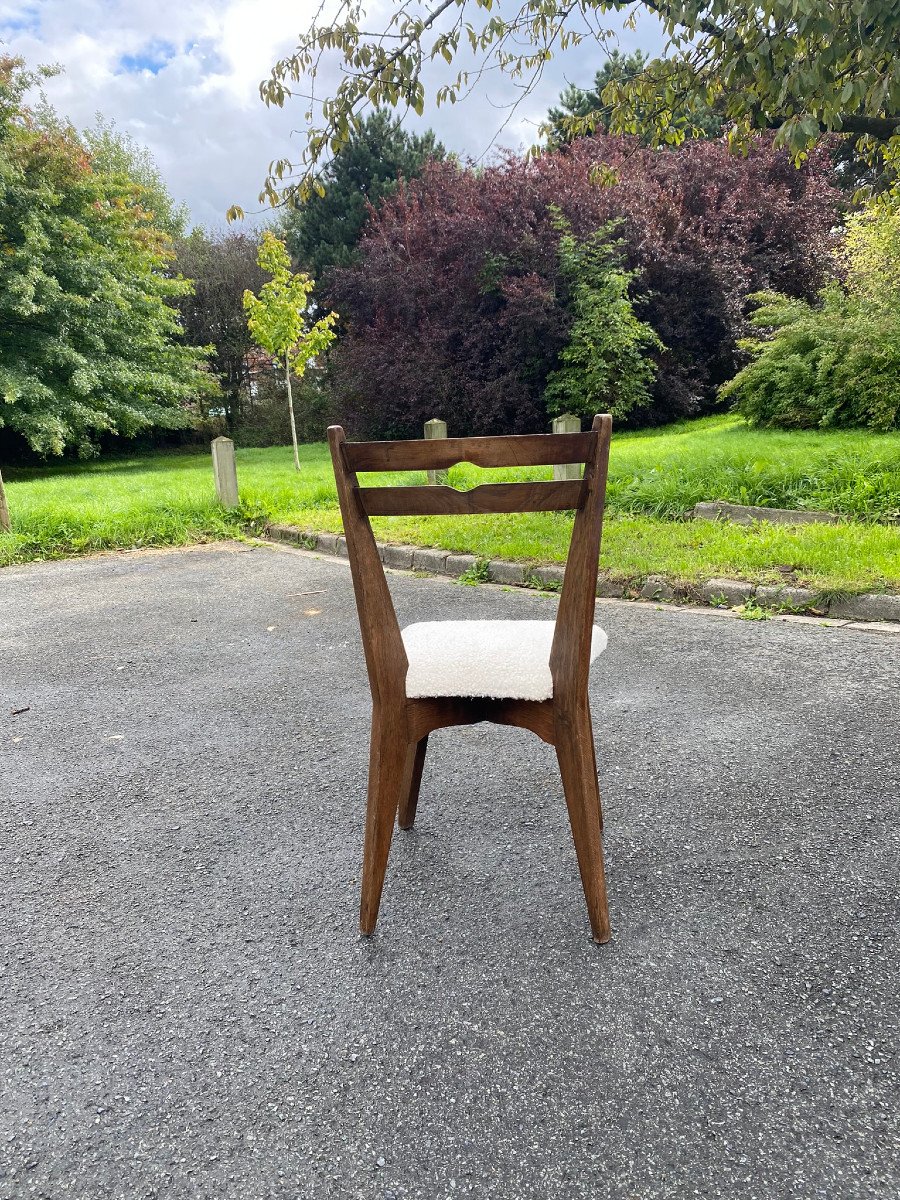 Guillerme Et Chambron , Suite De 10 Chaises Chêne , Assises Refaites En Laine ,circa 1960/1970-photo-2