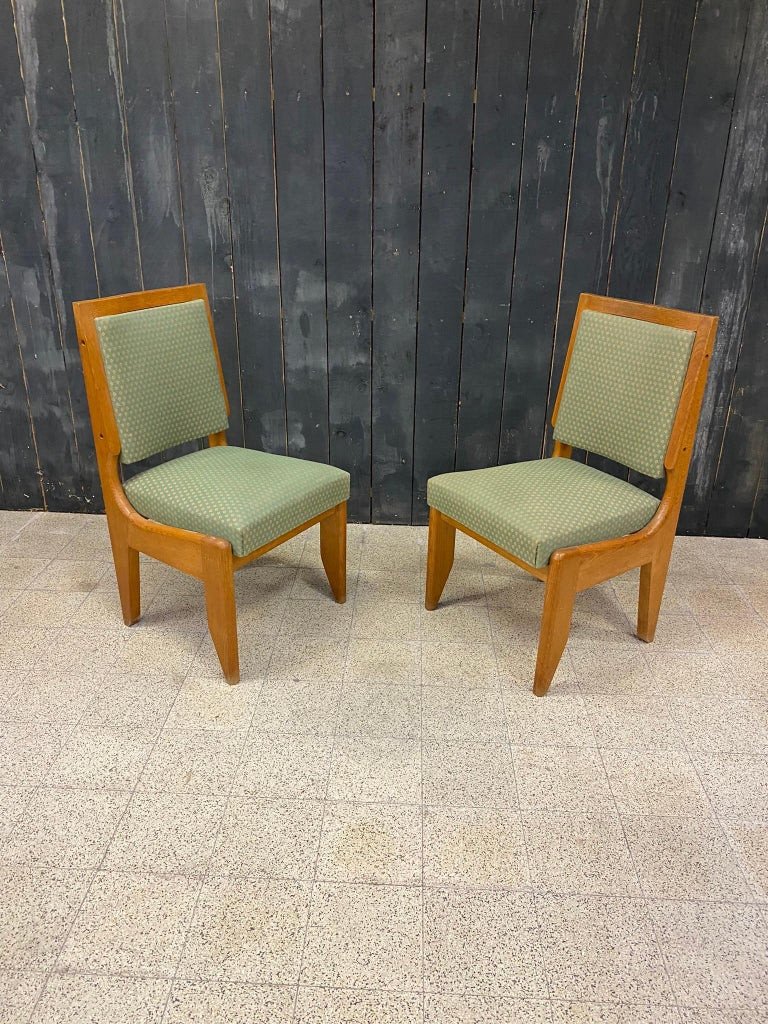 Guillerme Et Chambron , Suite De 8 Chaises Chêne ,edition Votre Maison Circa 1950/1960-photo-3