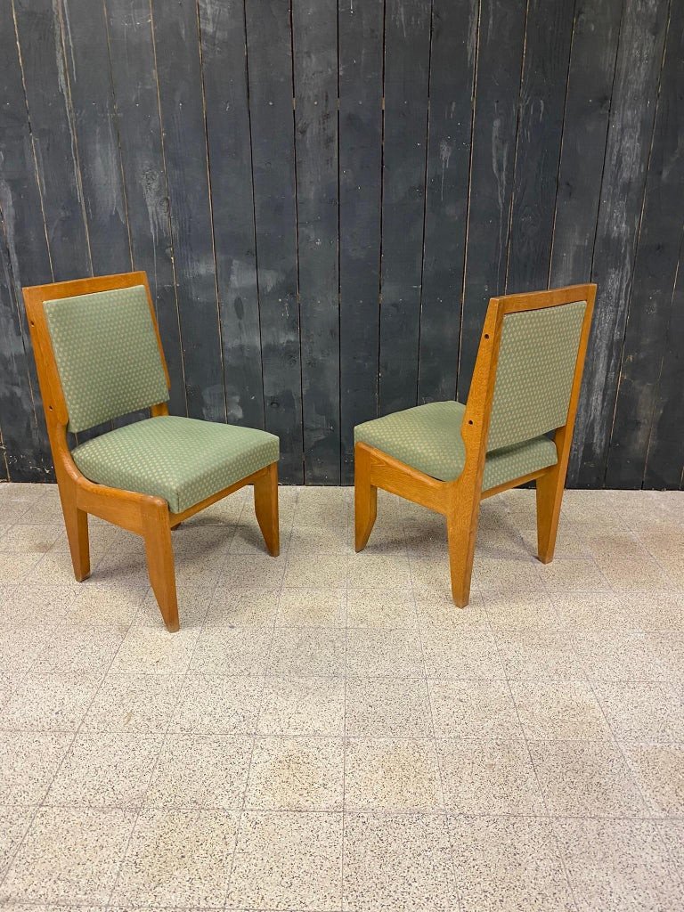 Guillerme Et Chambron , Suite De 8 Chaises Chêne ,edition Votre Maison Circa 1950/1960-photo-4