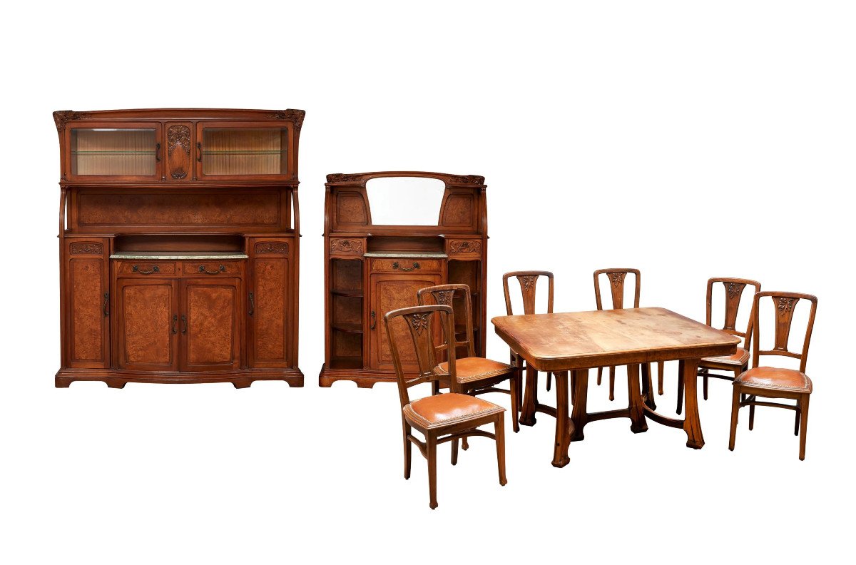 Attributed To Gauthier-poinsignon & Cie, Art Nouveau Dining Room Furniture Circa 1880-photo-1
