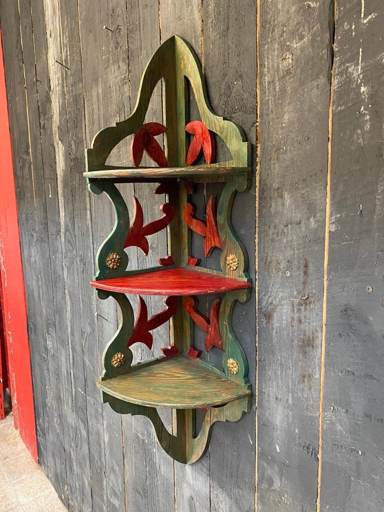 Stained Pine Shelf, Popular Art Work Around 1900,-photo-4