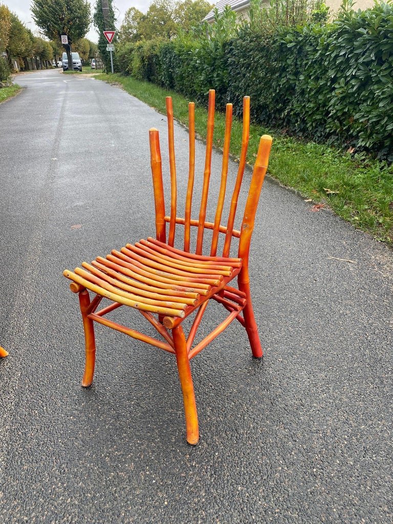 Paire De Chaises En Bois Laqué Imitant Le Bambou Circa 1950-photo-3