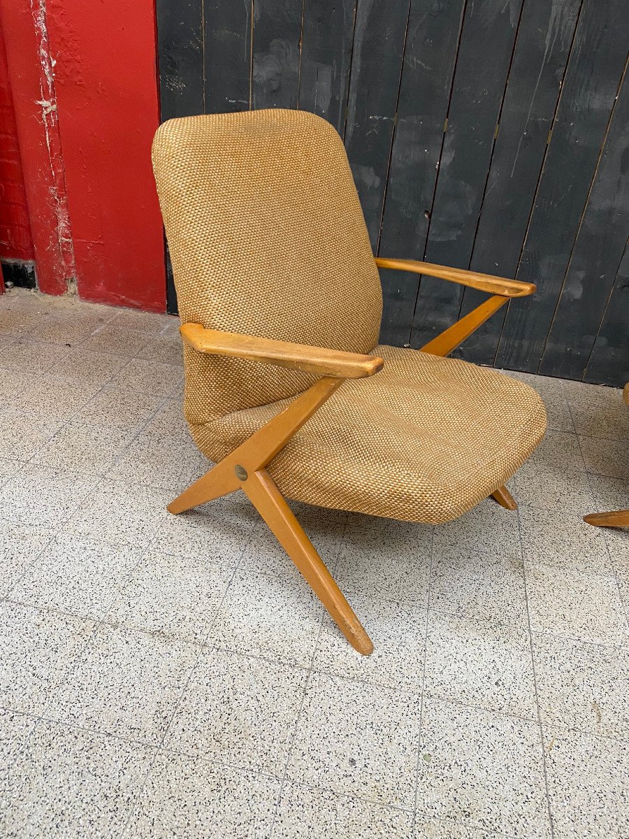 3 Cees Braakman Armchairs, Edition Pastoe Circa 1950/1960-photo-2